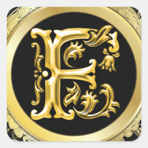 Anfangsaufkleber F Square in Gold Quadratischer Aufkleber