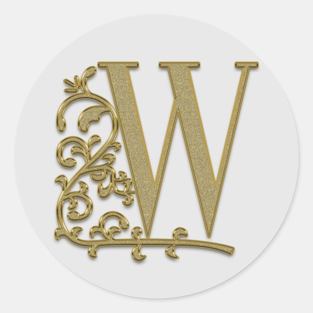 Anfangsaufkleber mit W in Monogramm Runder Aufkleber (Vorderseite)