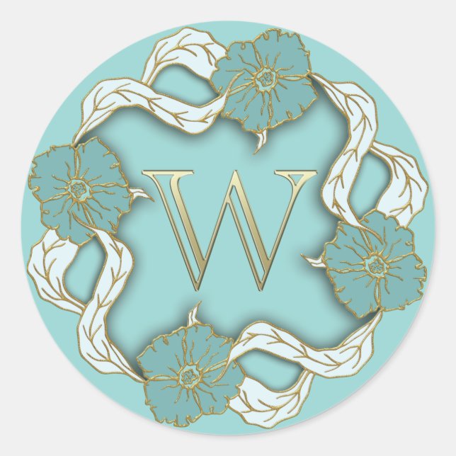 Anfangsaufkleber mit W in Monogramm Runder Aufkleber (Vorderseite)