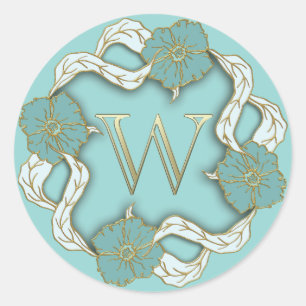 Anfangsaufkleber mit W in Monogramm Runder Aufkleber