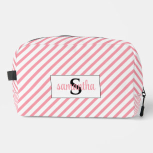 Anfangsbezeichnung für Monogramm Rosa und Weiß Waschbeutel