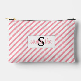 Anfangsbezeichnung für Monogramm Rosa und Weiß Zubehörtasche