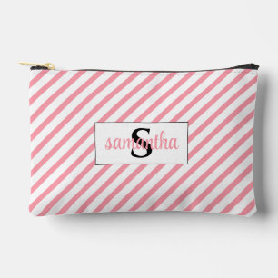 Anfangsbezeichnung für Monogramm Rosa und Weiß Zubehörtasche