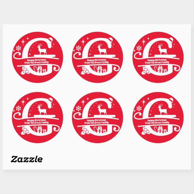 Anfangsbezeichnung G Monogram Familienname Gruß Runder Aufkleber (Blatt)