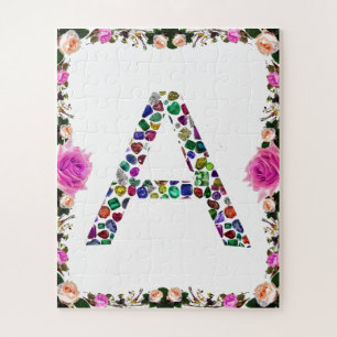 Anfangsbuchstabe A mit Gemstone Floral Monogram