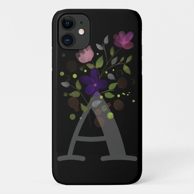 Anfangsbuchstabe A Plus Blumendesign Case-Mate iPhone Hülle (Rückseite)