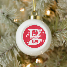Anfangsbuchstabe B Monogramm Familienname Gruß Keramik Kugel-Ornament