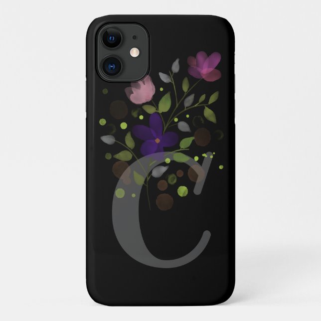 Anfangsbuchstabe C Plus Blumendesign Case-Mate iPhone Hülle (Rückseite)