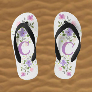Anfangsbuchstabe C Plus Blumendesign Kinderbadesandalen