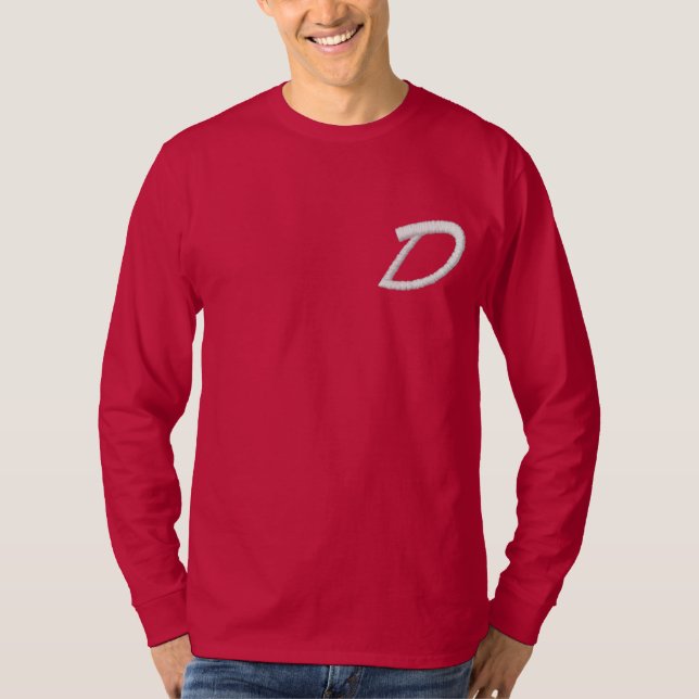 Anfangsbuchstabe D der Sticky Monogram Besticktes Langarmshirt (Vorderseite)