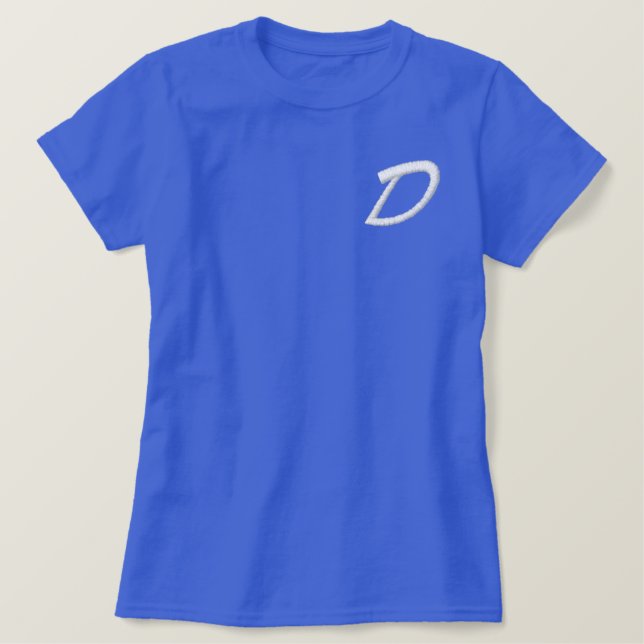 Anfangsbuchstabe D der Sticky Monogram Besticktes T-Shirt (Design vorne)
