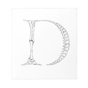 Anfangsbuchstabe D Knochen Notizblock