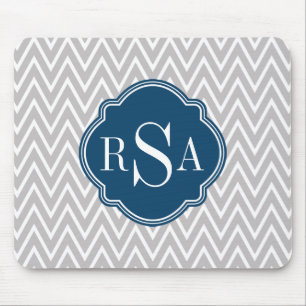 Anfangsbuchstabe der grauen Zickzack Navy Mousepad