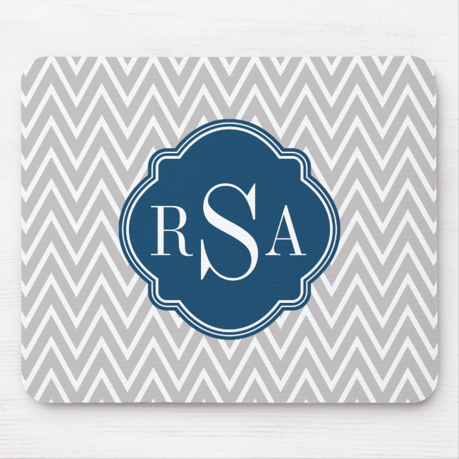 Anfangsbuchstabe der grauen Zickzack Navy Mousepad (Vorne)