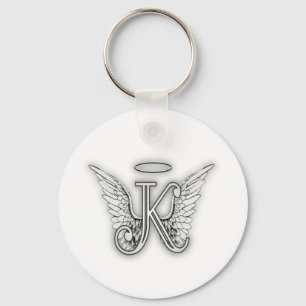 Anfangsbuchstabe des Engels-Alphabet-K Wings Halo Schlüsselanhänger
