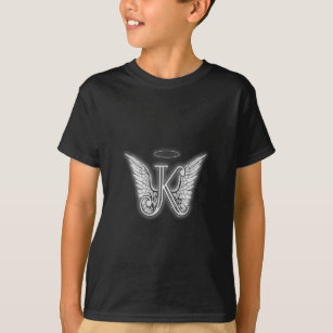 Anfangsbuchstabe des Engels-Alphabet-K Wings Halo T-Shirt