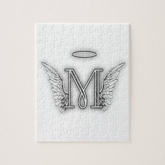 Anfangsbuchstabe des Engels-Alphabet-M Wings Halo (Vertikal)