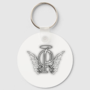 Anfangsbuchstabe des Engels-Alphabet-P Wings Halo Schlüsselanhänger