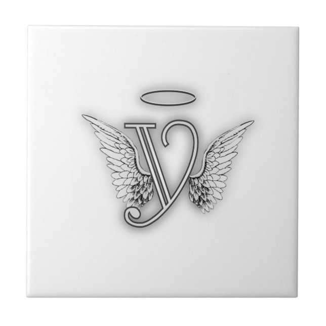 Anfangsbuchstabe des Engels-Alphabet-Y Wings Halo Fliese (Vorderseite)