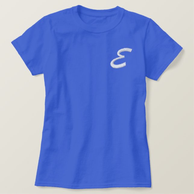 Anfangsbuchstabe E der Sticky Monogram Besticktes T-Shirt (Design vorne)