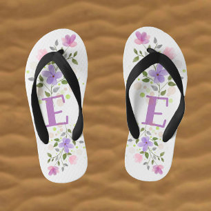 Anfangsbuchstabe E Plus Blumendesign Kinderbadesandalen