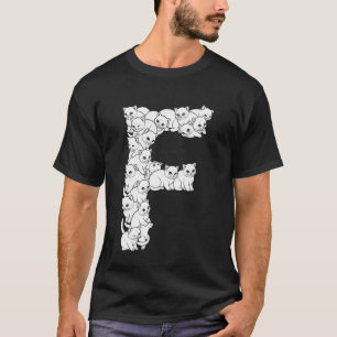 Anfangsbuchstabe F Großbuchstabe Lustiger Katzenli T-Shirt
