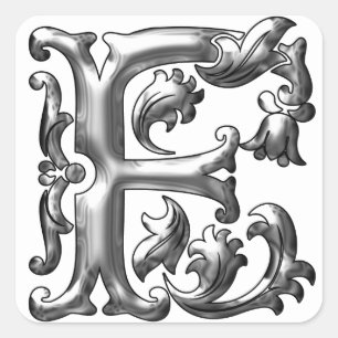 Anfangsbuchstabe F Hauptstadt Sticker in Silver