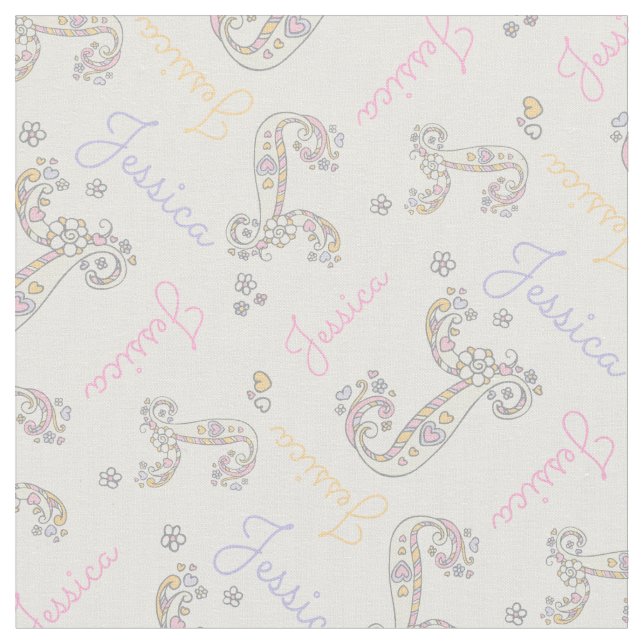 Anfangsbuchstabe J Jessica individuelle Name Stoff (Nahaufnahme)