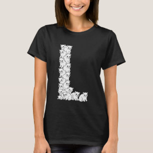 Anfangsbuchstabe L Großbuchstabe Lustiger Katzenli T-Shirt