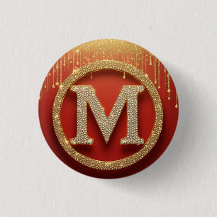 Anfangsbuchstabe M Gold Glitter Monogramm Button