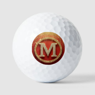 Anfangsbuchstabe M Gold Glitter Monogramm Golfball