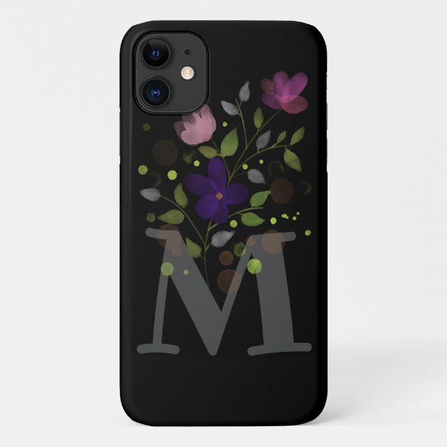 Anfangsbuchstabe M Plus Blumendesign Case-Mate iPhone Hülle (Rückseite)