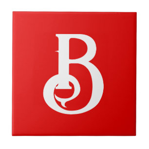 Anfangsbuchstabe Mit Monogramm Red White Classic Fliese