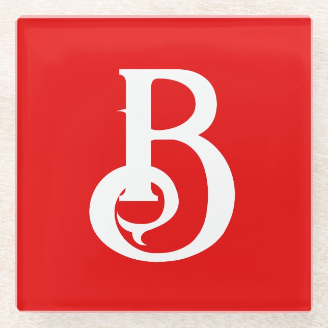 Anfangsbuchstabe Mit Monogramm Red White Classic Glasuntersetzer (Vorderseite)