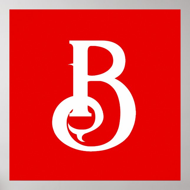 Anfangsbuchstabe Mit Monogramm Red White Classic Poster (Vorne)