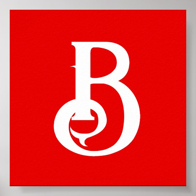 Anfangsbuchstabe Mit Monogramm Red White Classic Poster (Vorne)