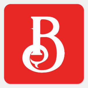 Anfangsbuchstabe Mit Monogramm Red White Classic Quadratischer Aufkleber