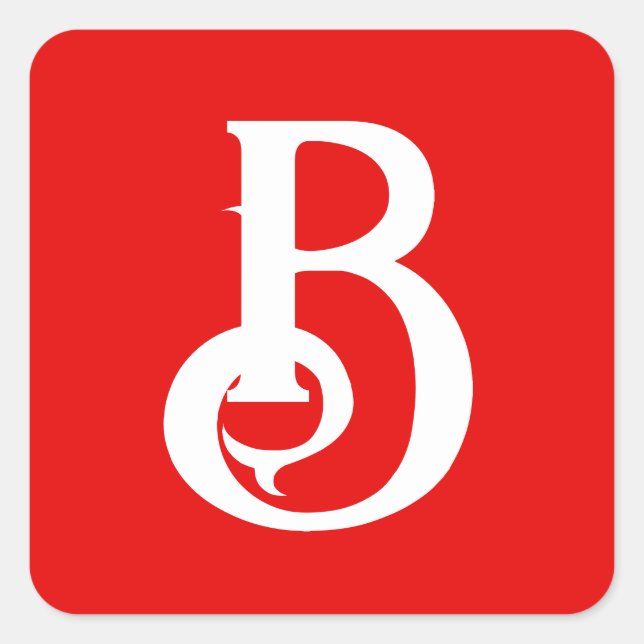 Anfangsbuchstabe Mit Monogramm Red White Classic Quadratischer Aufkleber (Vorderseite)