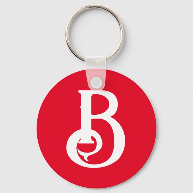 Anfangsbuchstabe Mit Monogramm Red White Classic Schlüsselanhänger (Vorderseite)