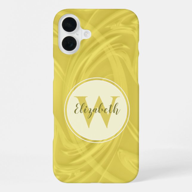 Anfangsbuchstabe Monogramm Gelbe Schatten Textur iPhone 16 Plus Hülle (Rückseite)