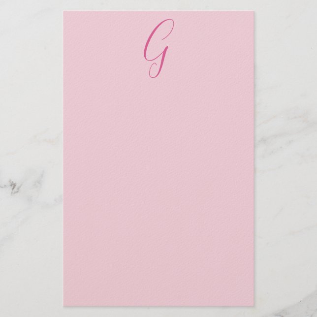 Anfangsbuchstabe Monogramm Hellrosa Schlicht Chic Briefpapier (Vorderseite)