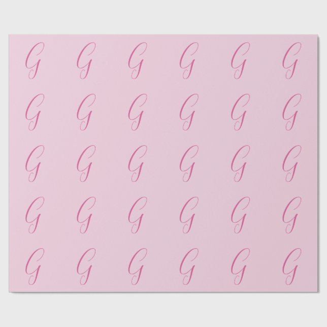 Anfangsbuchstabe Monogramm Hellrosa Schlicht Chic Geschenkpapier (Flach)
