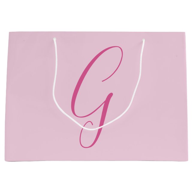 Anfangsbuchstabe Monogramm Hellrosa Schlicht Chic Große Geschenktüte (Vorderseite)