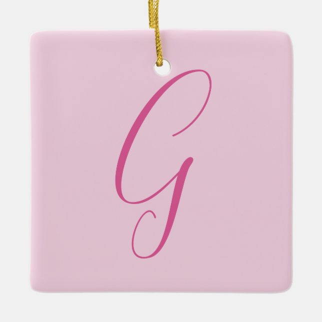 Anfangsbuchstabe Monogramm Hellrosa Schlicht Chic Keramikornament (Vorderseite)