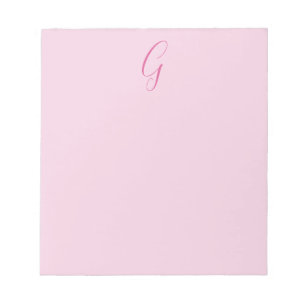 Anfangsbuchstabe Monogramm Hellrosa Schlicht Chic Notizblock