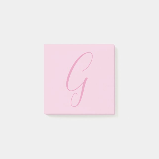 Anfangsbuchstabe Monogramm Hellrosa Schlicht Chic Post-it Klebezettel (Vorderseite)