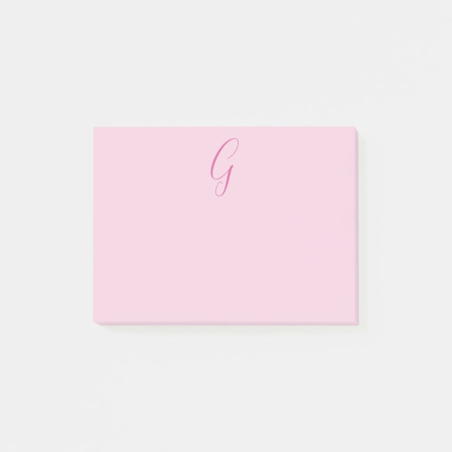 Anfangsbuchstabe Monogramm Hellrosa Schlicht Chic Post-it Klebezettel (Vorderseite)