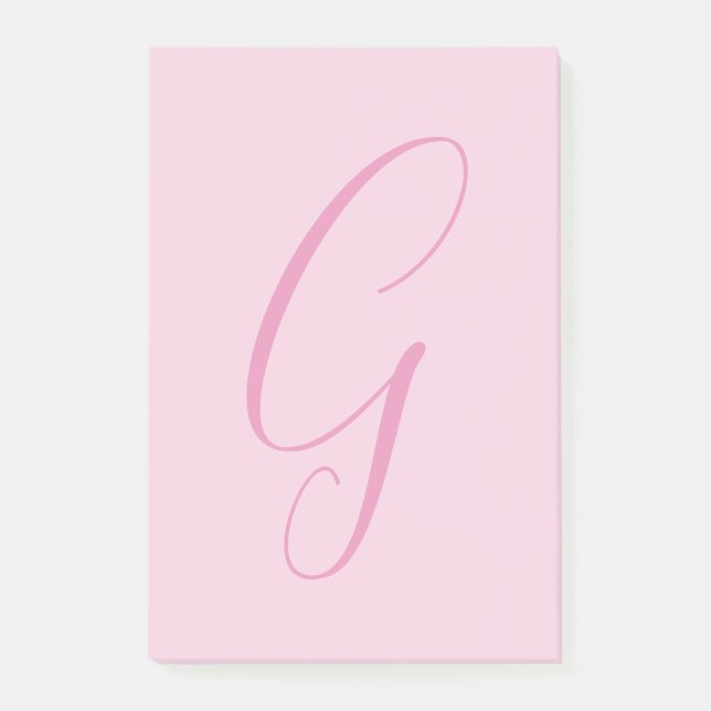 Anfangsbuchstabe Monogramm Hellrosa Schlicht Chic Post-it Klebezettel (Vorderseite)