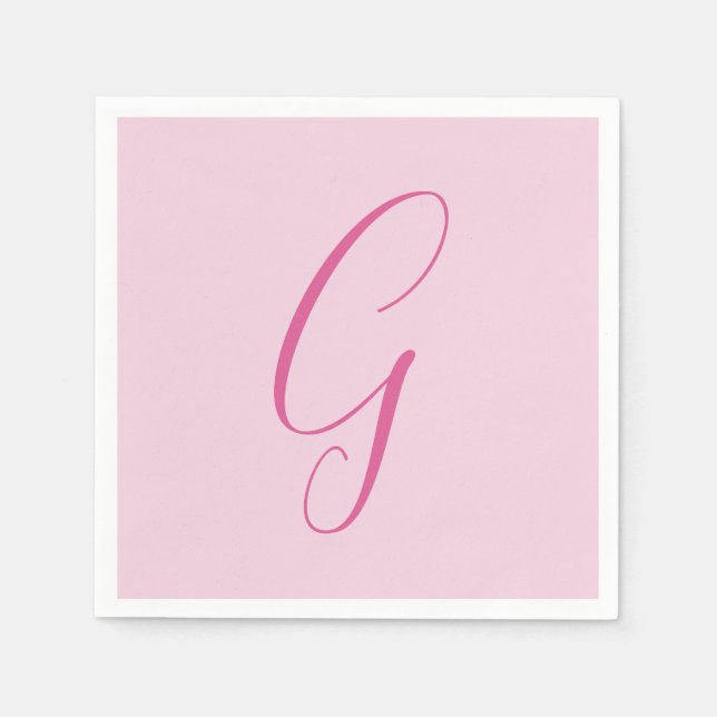 Anfangsbuchstabe Monogramm Hellrosa Schlicht Chic Serviette (Vorderseite)