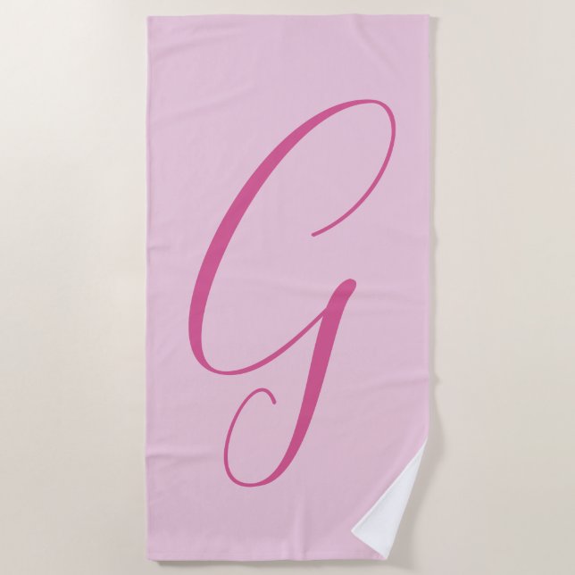 Anfangsbuchstabe Monogramm Hellrosa Schlicht Chic Strandtuch (Vorderseite)